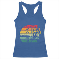 Earth Day Racerback Tank Top Save Bees Rescue Animals Recycle Plastic
