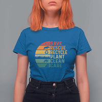 Earth Day T Shirt For Women Save Bees Rescue Animals Recycle Plastic