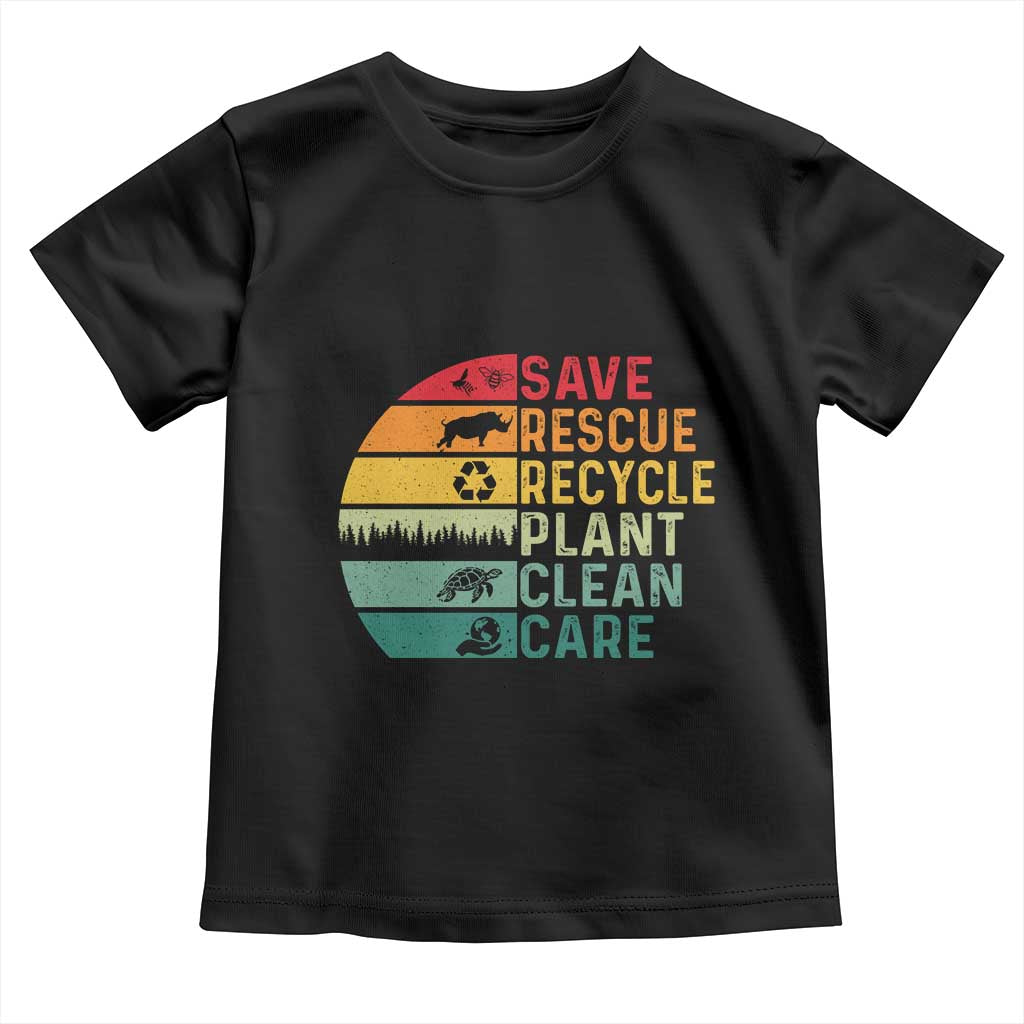 Earth Day Toddler T Shirt Save Bees Rescue Animals Recycle Plastic