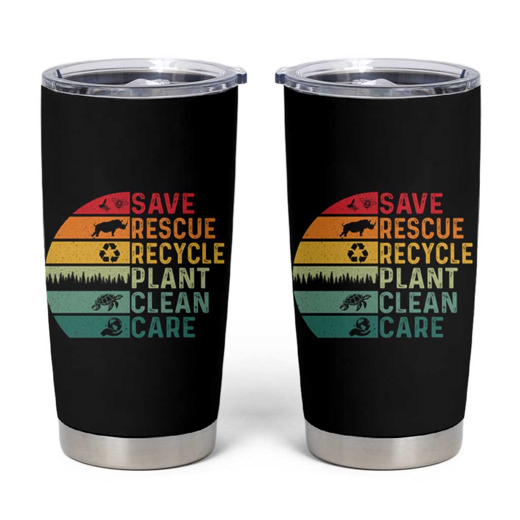 Earth Day Tumbler Cup Save Bees Rescue Animals Recycle Plastic