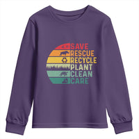 Earth Day Youth Sweatshirt Save Bees Rescue Animals Recycle Plastic