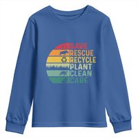 Earth Day Youth Sweatshirt Save Bees Rescue Animals Recycle Plastic