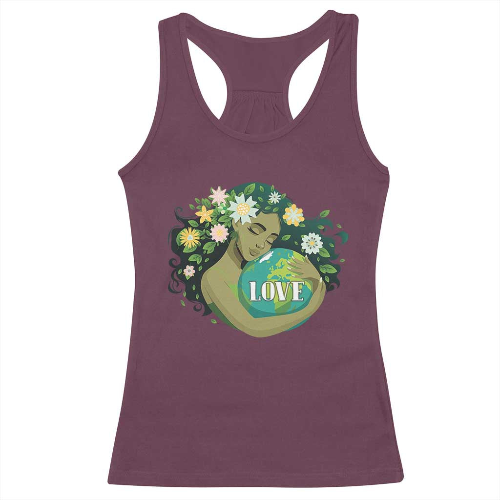 LOVE Mother Earth Day Save Our Planet Environment Green Racerback Tank Top