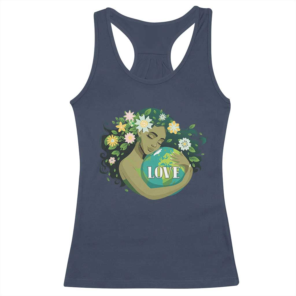 LOVE Mother Earth Day Save Our Planet Environment Green Racerback Tank Top