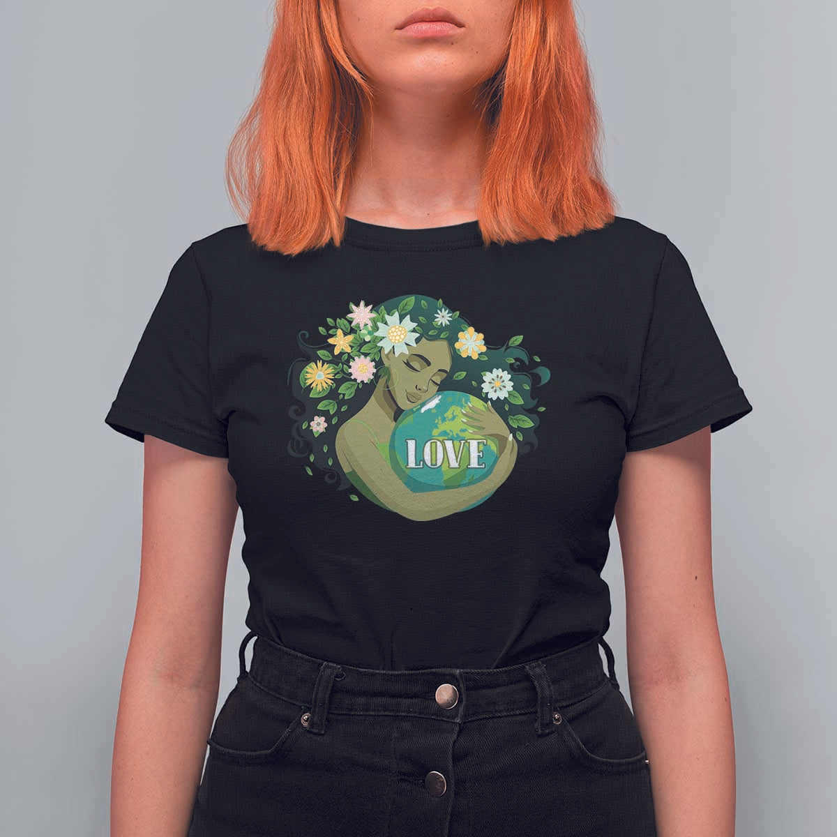 LOVE Mother Earth Day Save Our Planet Environment Green T Shirt For Women