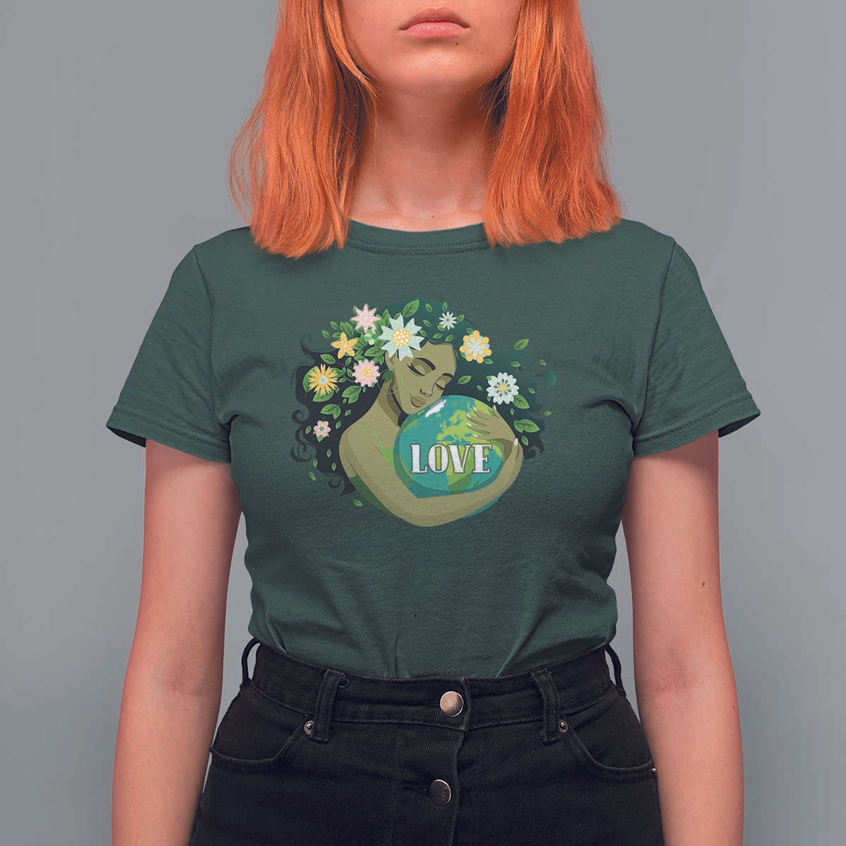 LOVE Mother Earth Day Save Our Planet Environment Green T Shirt For Women