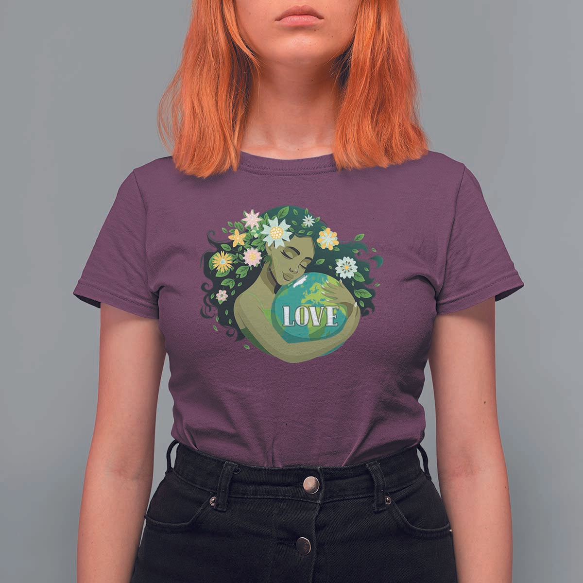 LOVE Mother Earth Day Save Our Planet Environment Green T Shirt For Women