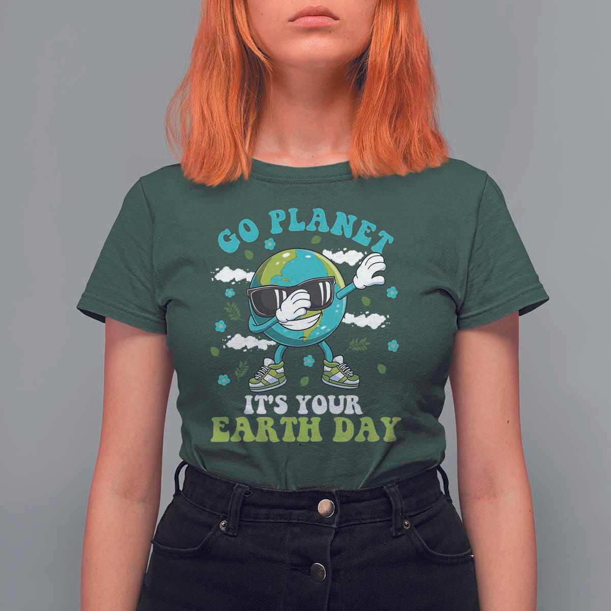 Funny Go Planet It's Your Earth Day T Shirt For Women Dabbing Earth Flower