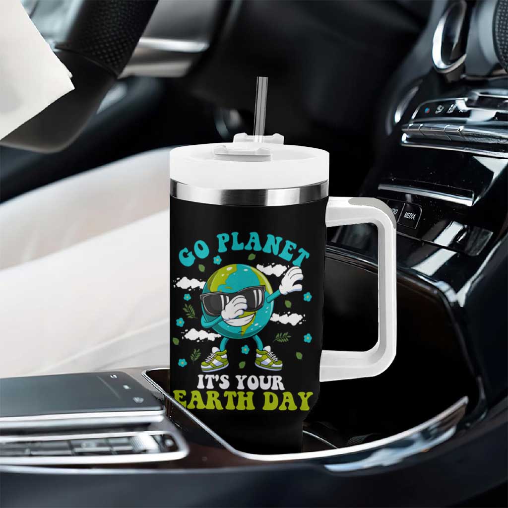 Funny Go Planet It's Your Earth Day Tumbler With Handle Dabbing Earth Flower
