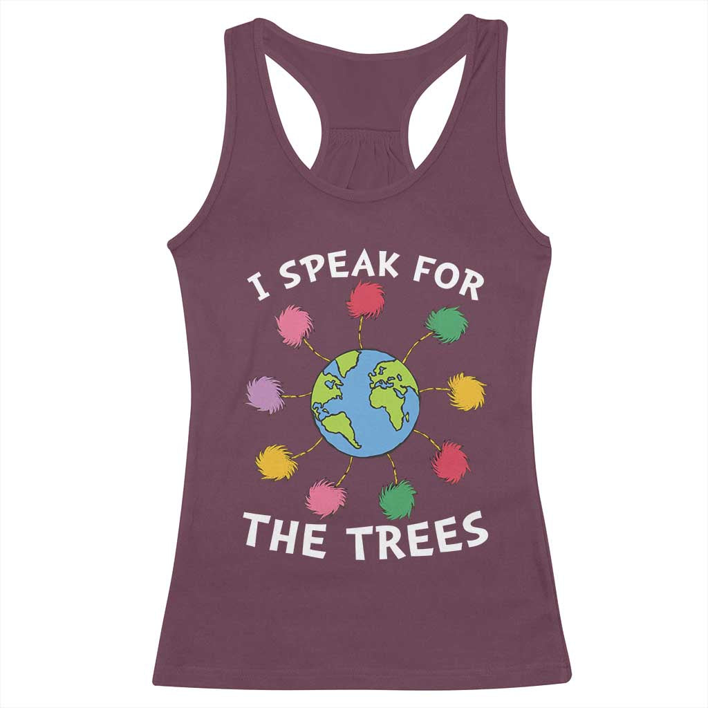 Funny Earth Day I Speak For The Trees Planet Racerback Tank Top Hippie