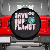 Earth Day Save Our Planet Spare Tire Cover Cute Retro Groove Flower
