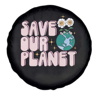 Earth Day Save Our Planet Spare Tire Cover Cute Retro Groove Flower