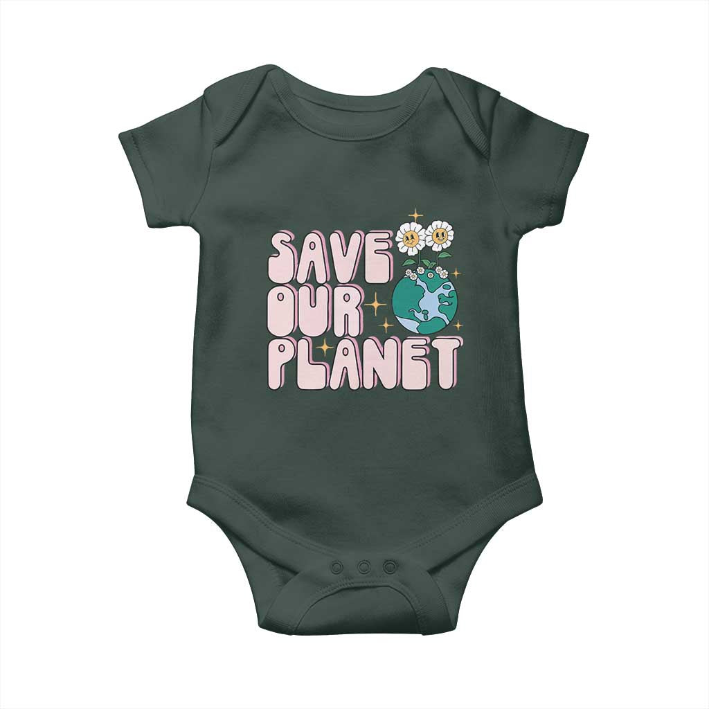 Earth Day Save Our Planet Baby Onesie Cute Retro Groove Flower