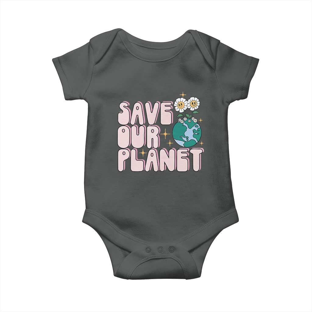 Earth Day Save Our Planet Baby Onesie Cute Retro Groove Flower