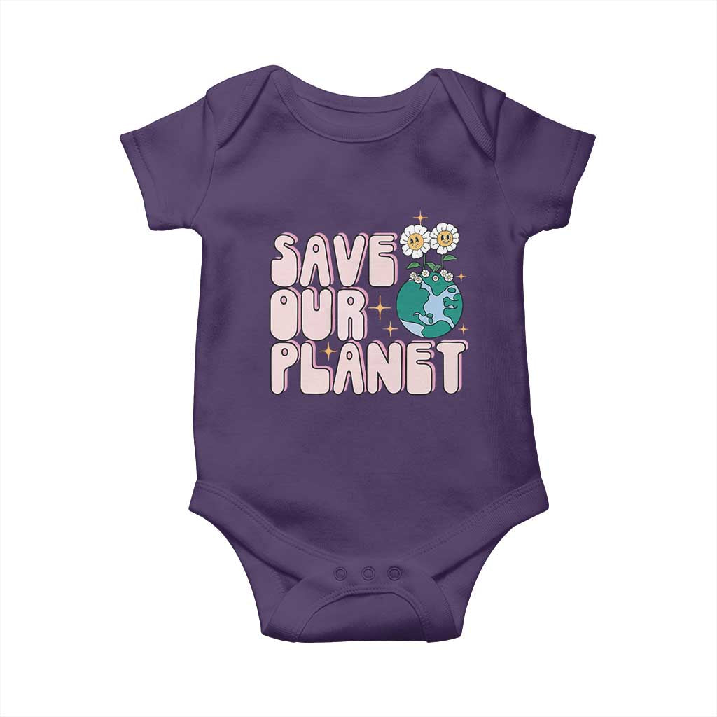 Earth Day Save Our Planet Baby Onesie Cute Retro Groove Flower