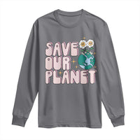 Earth Day Save Our Planet Long Sleeve Shirt Cute Retro Groove Flower