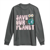 Earth Day Save Our Planet Long Sleeve Shirt Cute Retro Groove Flower