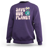 Earth Day Save Our Planet Sweatshirt Cute Retro Groove Flower
