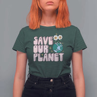 Earth Day Save Our Planet T Shirt For Women Cute Retro Groove Flower