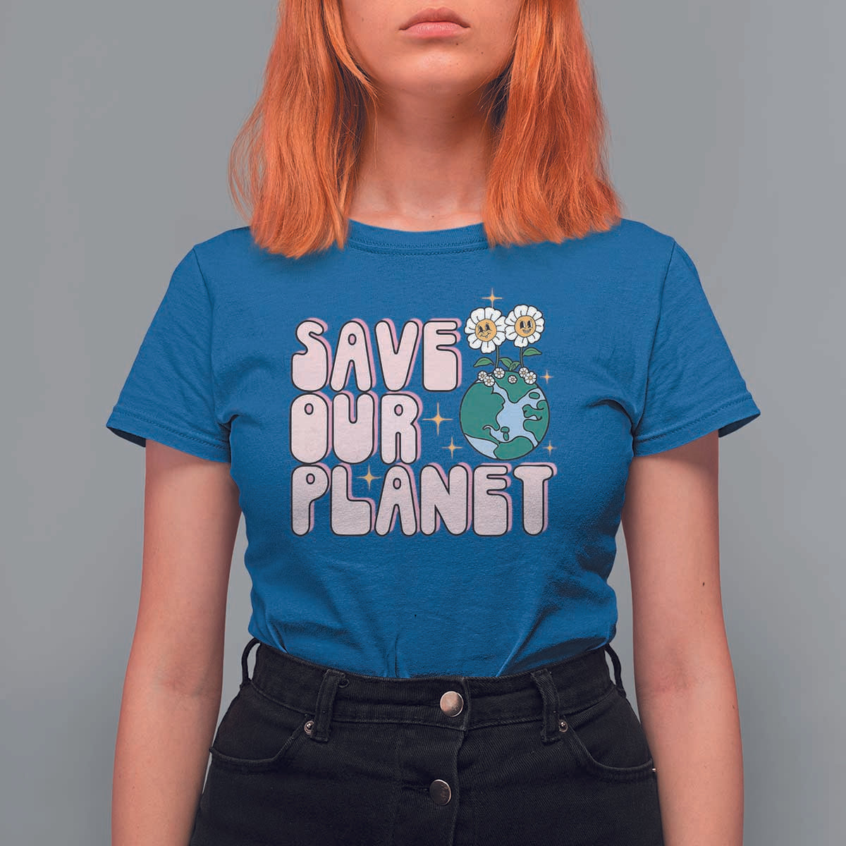 Earth Day Save Our Planet T Shirt For Women Cute Retro Groove Flower