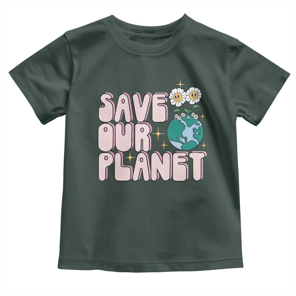 Earth Day Save Our Planet Toddler T Shirt Cute Retro Groove Flower