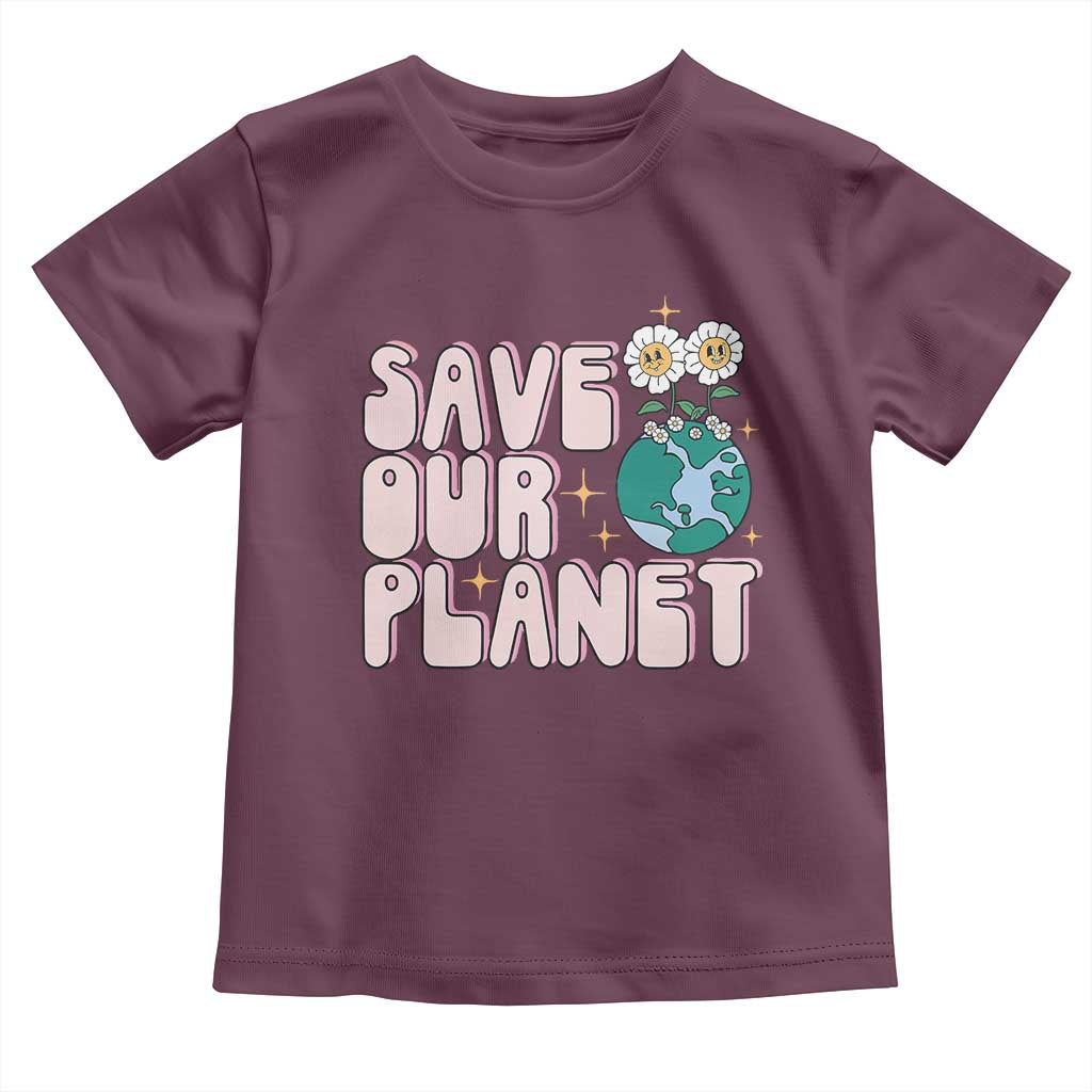 Earth Day Save Our Planet Toddler T Shirt Cute Retro Groove Flower