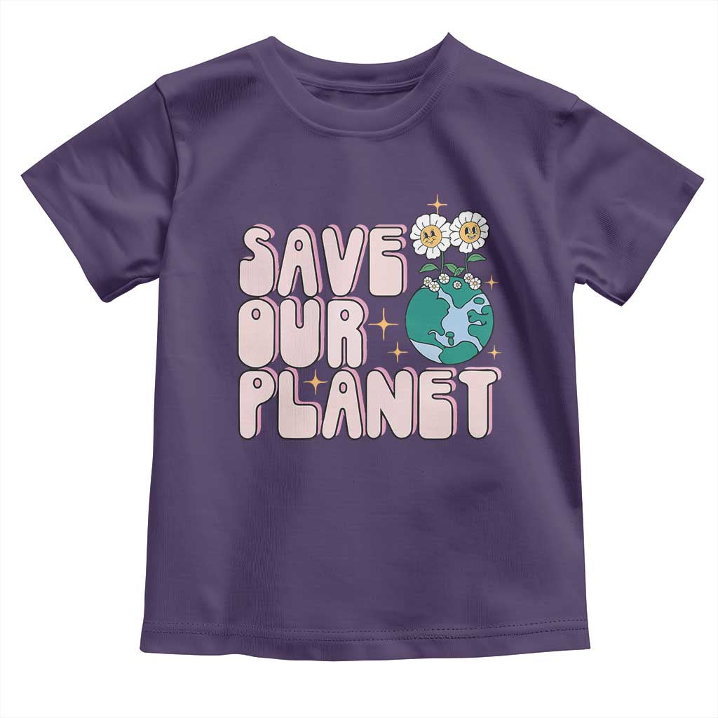 Earth Day Save Our Planet Toddler T Shirt Cute Retro Groove Flower