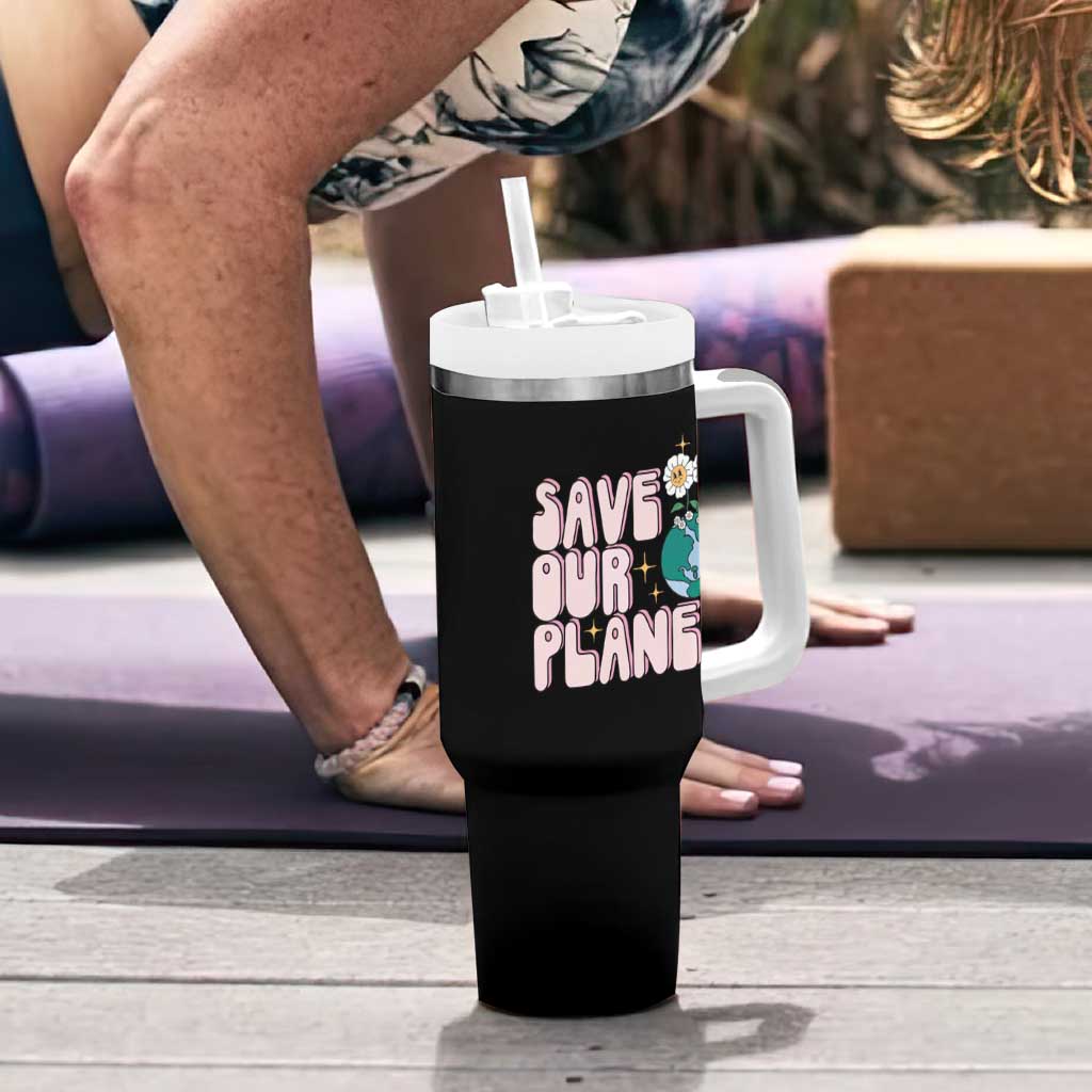 Earth Day Save Our Planet Tumbler With Handle Cute Retro Groove Flower