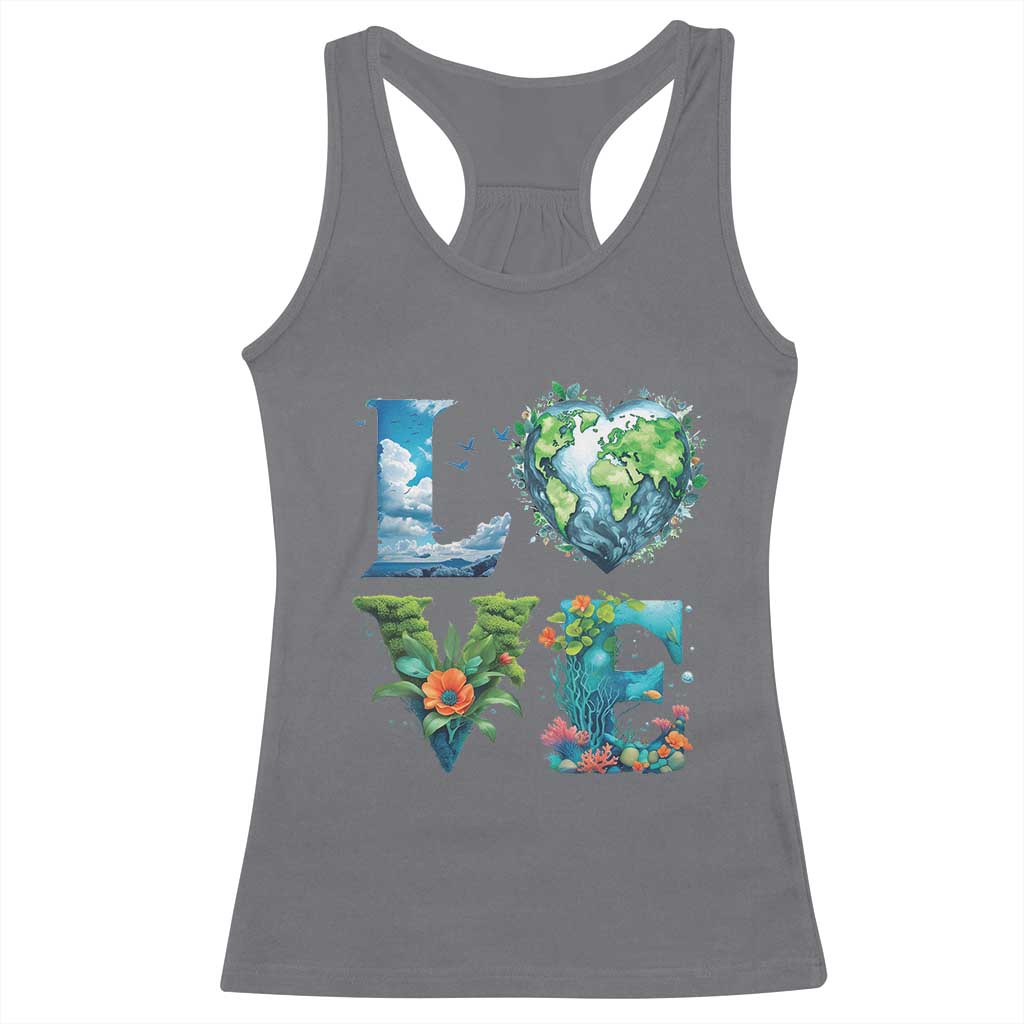 LOVE Planet Nature Anniversary Earth Day Racerback Tank Top
