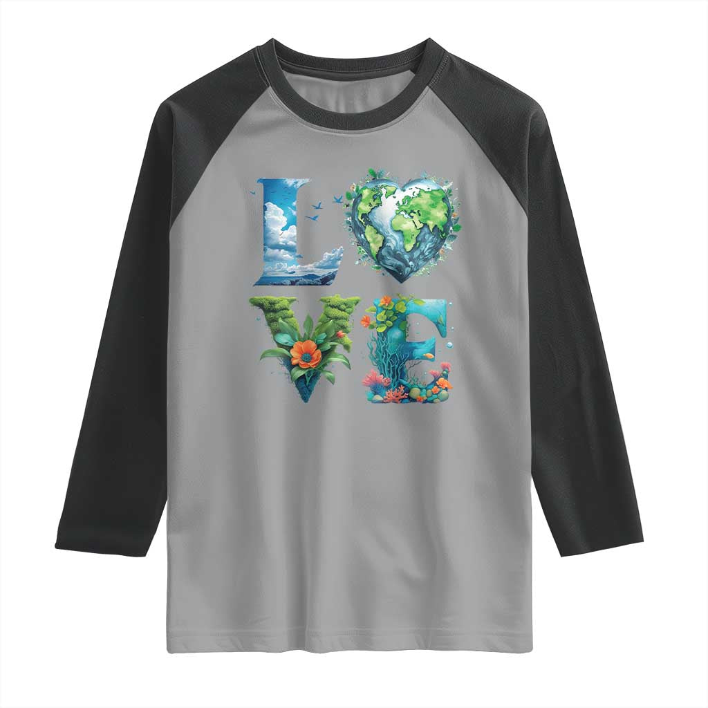 LOVE Planet Nature Anniversary Earth Day Raglan Shirt