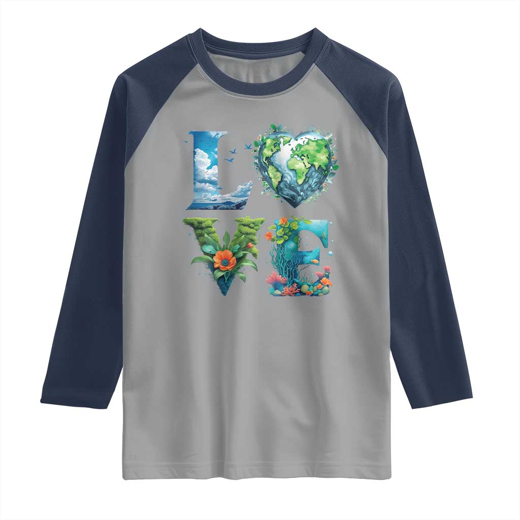 LOVE Planet Nature Anniversary Earth Day Raglan Shirt