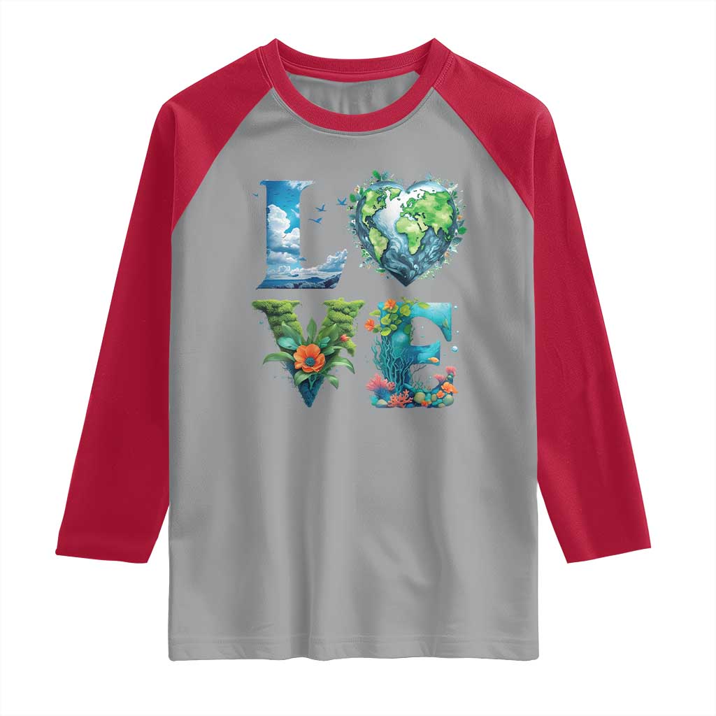 LOVE Planet Nature Anniversary Earth Day Raglan Shirt