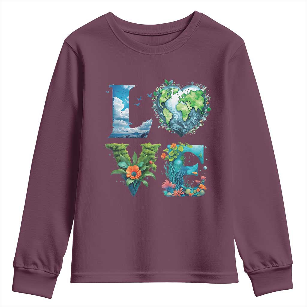 LOVE Planet Nature Anniversary Earth Day Youth Sweatshirt