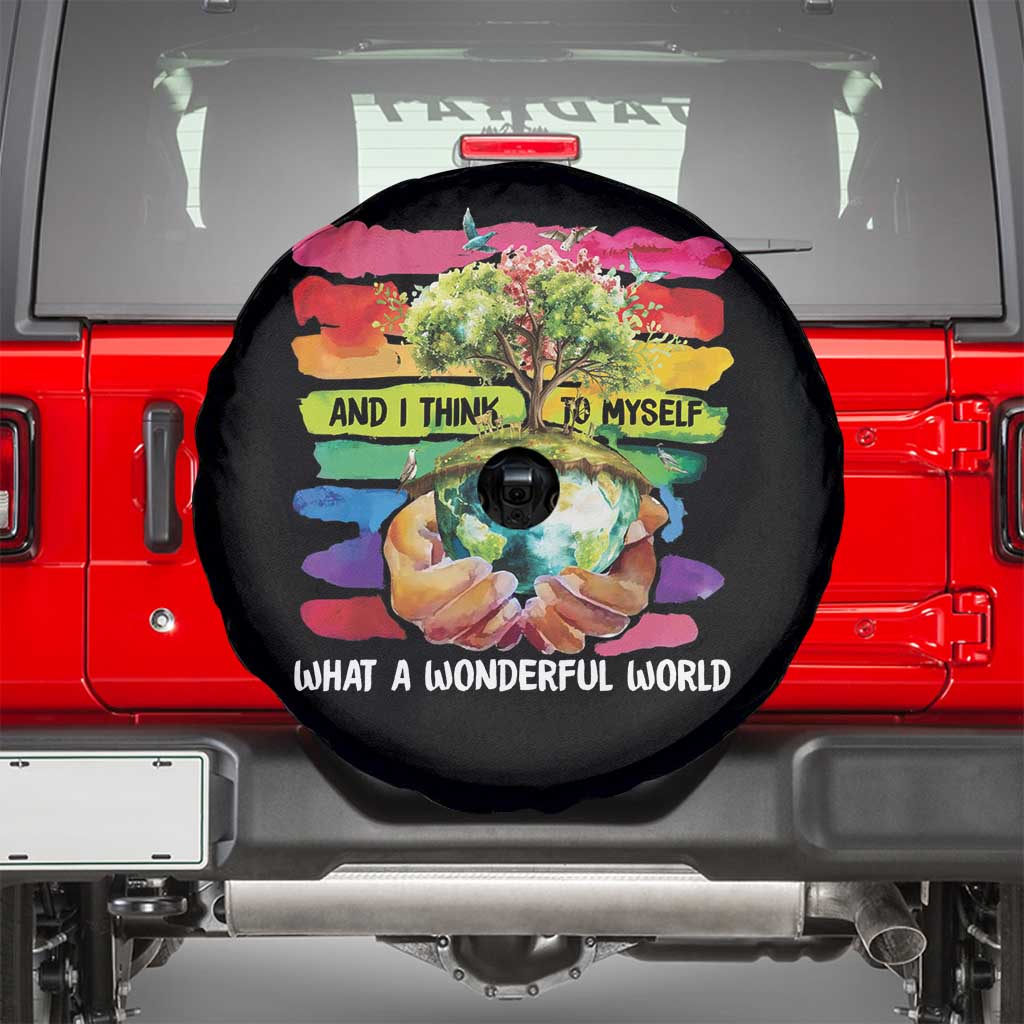 And I Think To Myself What A Wonderful World Earth Day Spare Tire Cover