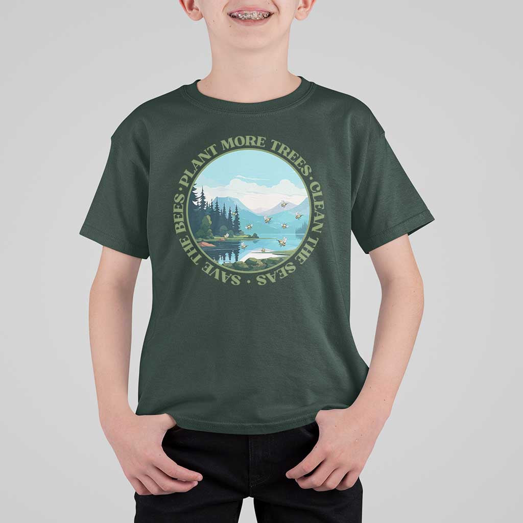 Earth Day T Shirt For Kid Save The Bees Plant More Trees Clean The Seas