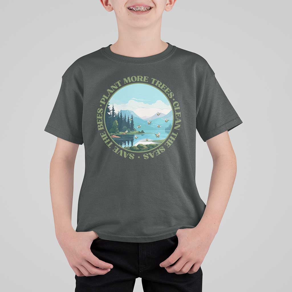 Earth Day T Shirt For Kid Save The Bees Plant More Trees Clean The Seas