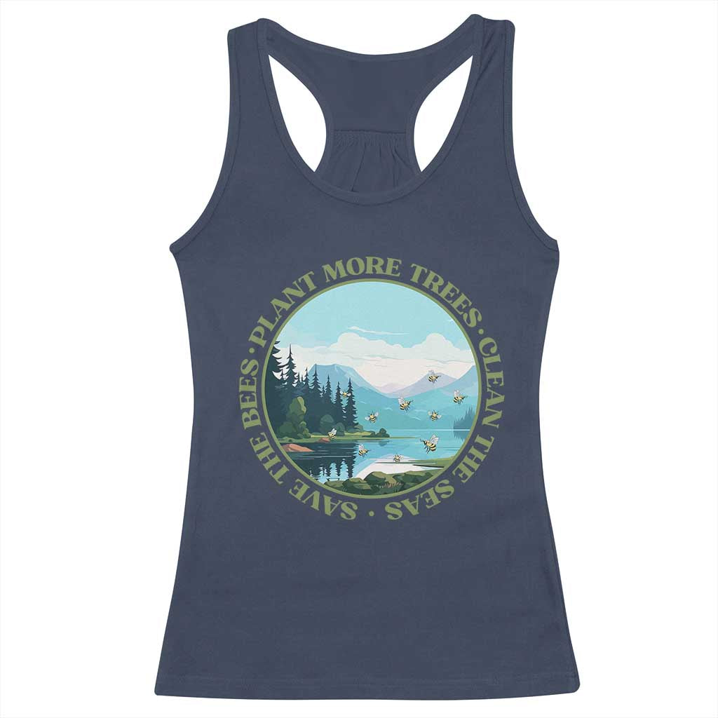 Earth Day Racerback Tank Top Save The Bees Plant More Trees Clean The Seas