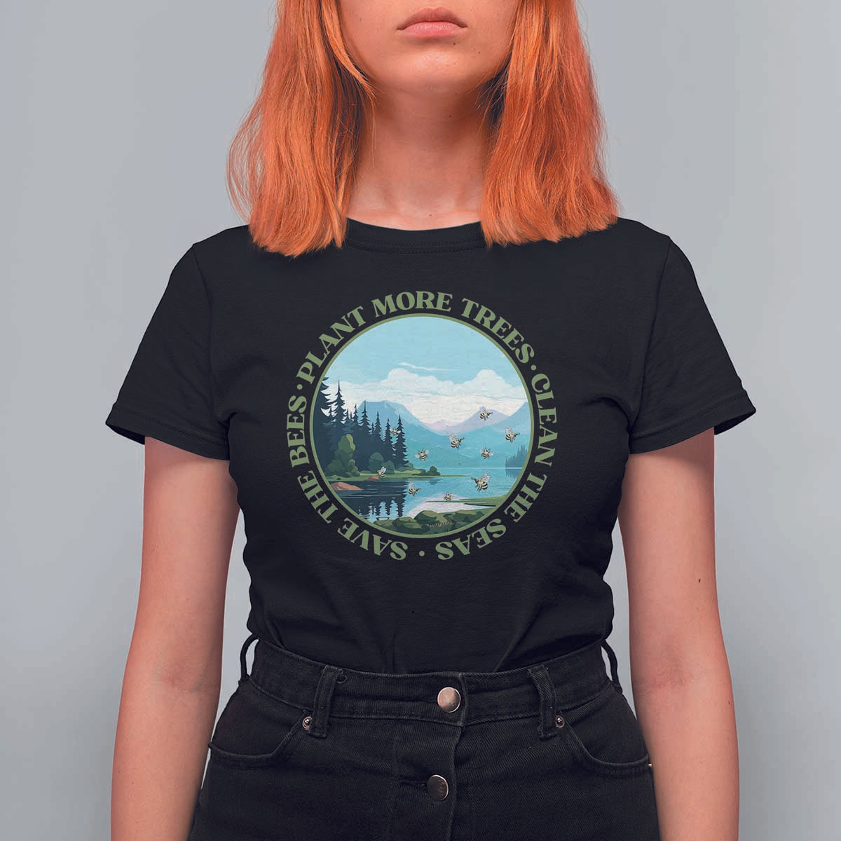 Earth Day T Shirt For Women Save The Bees Plant More Trees Clean The Seas