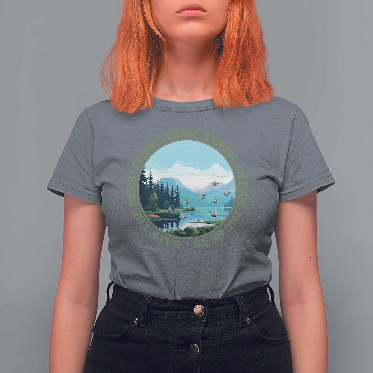 Earth Day T Shirt For Women Save The Bees Plant More Trees Clean The Seas