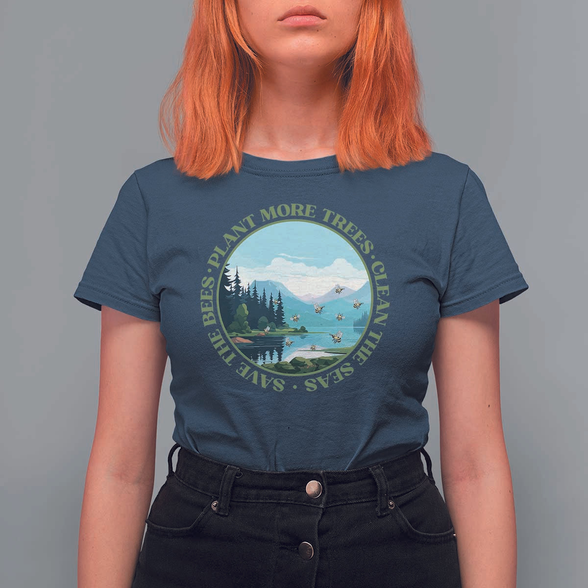 Earth Day T Shirt For Women Save The Bees Plant More Trees Clean The Seas