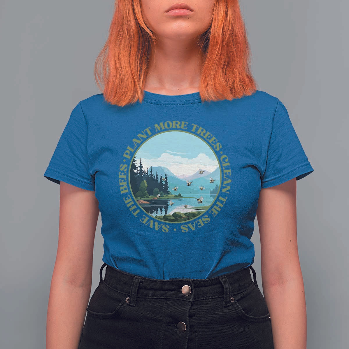 Earth Day T Shirt For Women Save The Bees Plant More Trees Clean The Seas
