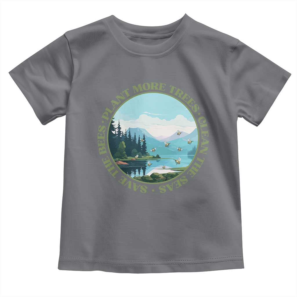 Earth Day Toddler T Shirt Save The Bees Plant More Trees Clean The Seas