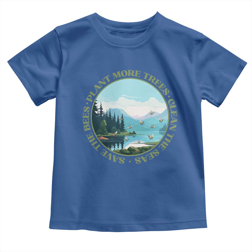 Earth Day Toddler T Shirt Save The Bees Plant More Trees Clean The Seas