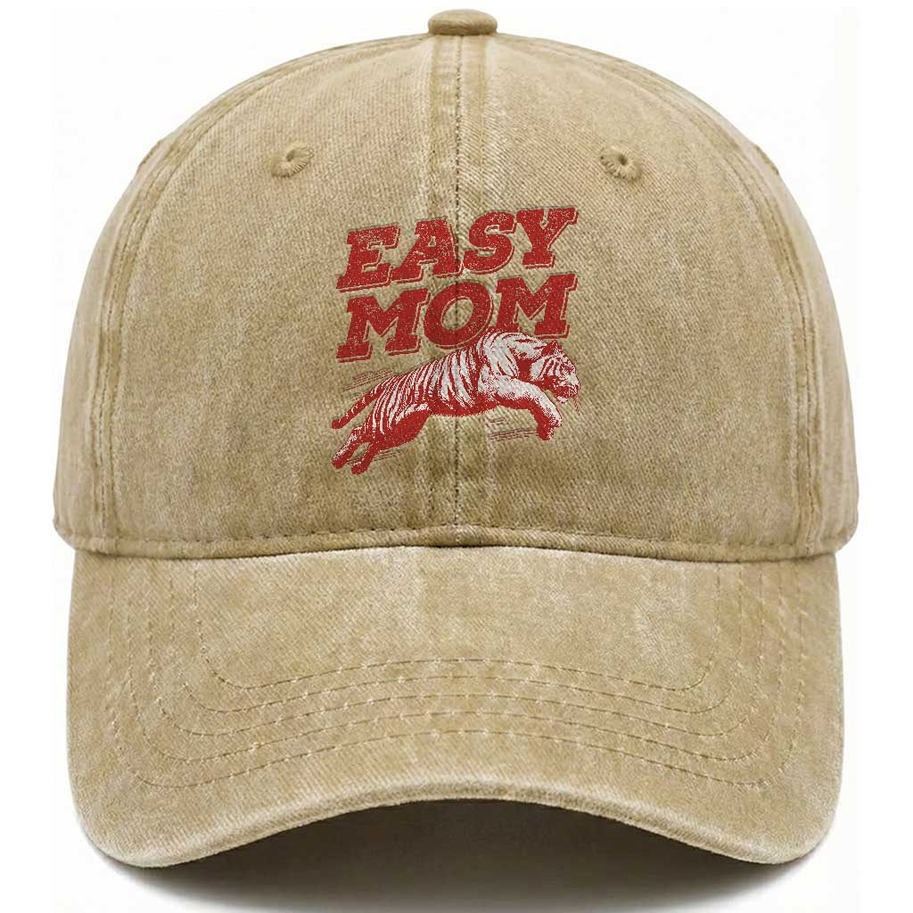 Easy Tiger Mom Washed Cotton Baseball Cap Vintage Boho Distressed Aesthetic Mother's Day Gifts