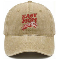 Easy Tiger Mom Washed Cotton Baseball Cap Vintage Boho Distressed Aesthetic Mother's Day Gifts