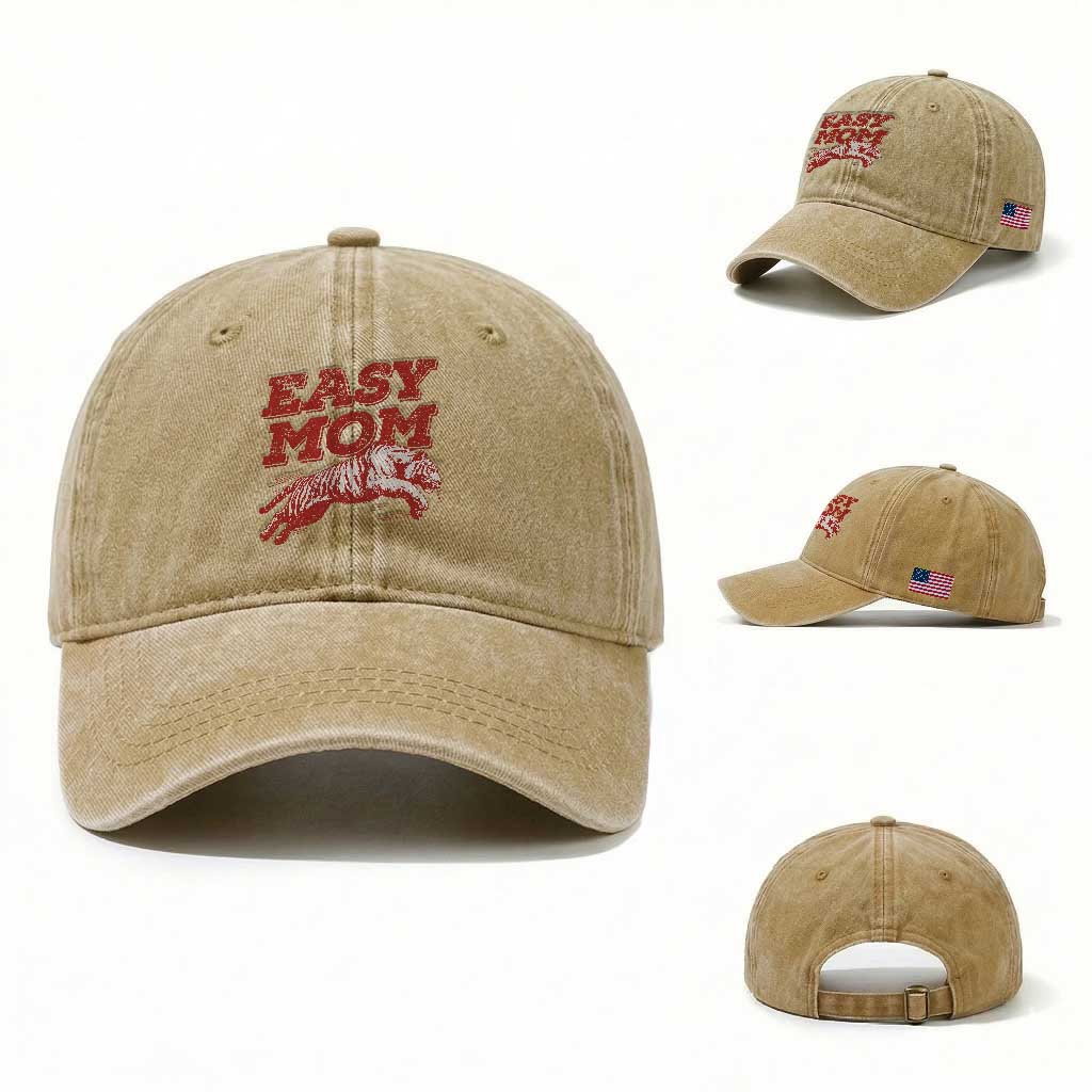 Easy Tiger Mom Washed Cotton Baseball Cap Vintage Boho Distressed Aesthetic Mother's Day Gifts