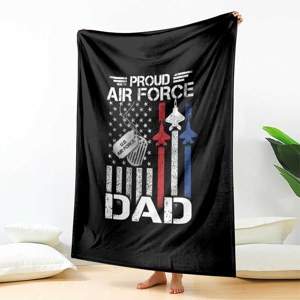 Proud Air Force Dad Throw Blanket Military Army Father Vintage American Flag
