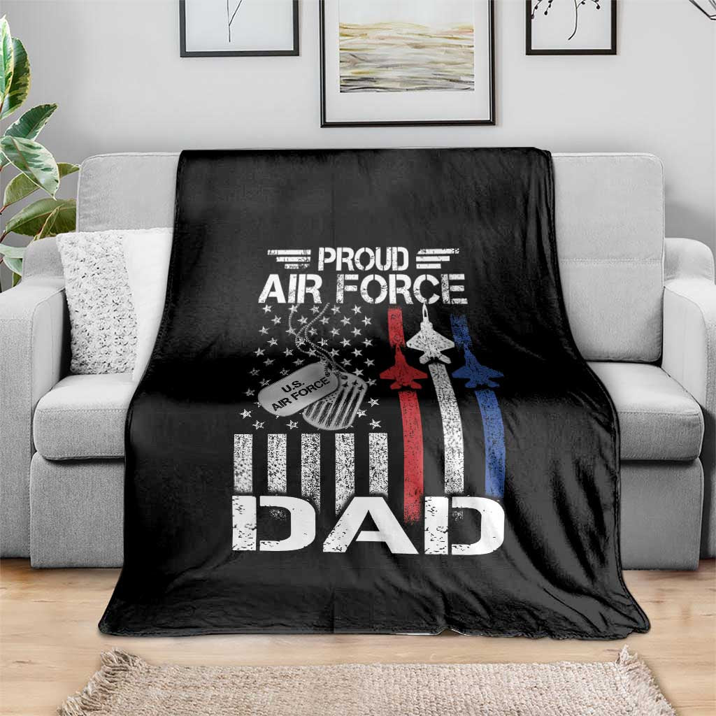 Proud Air Force Dad Throw Blanket Military Army Father Vintage American Flag
