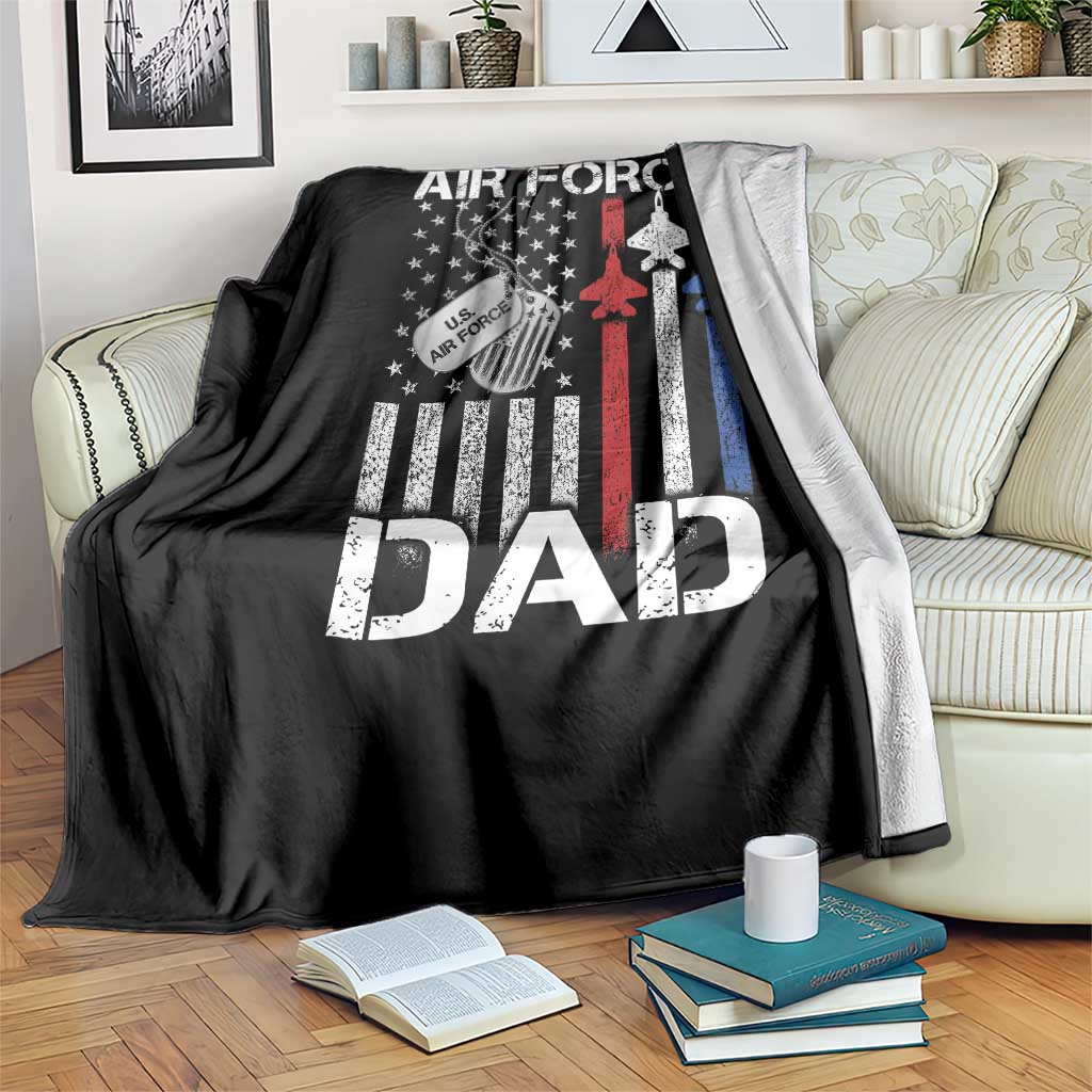 Proud Air Force Dad Throw Blanket Military Army Father Vintage American Flag