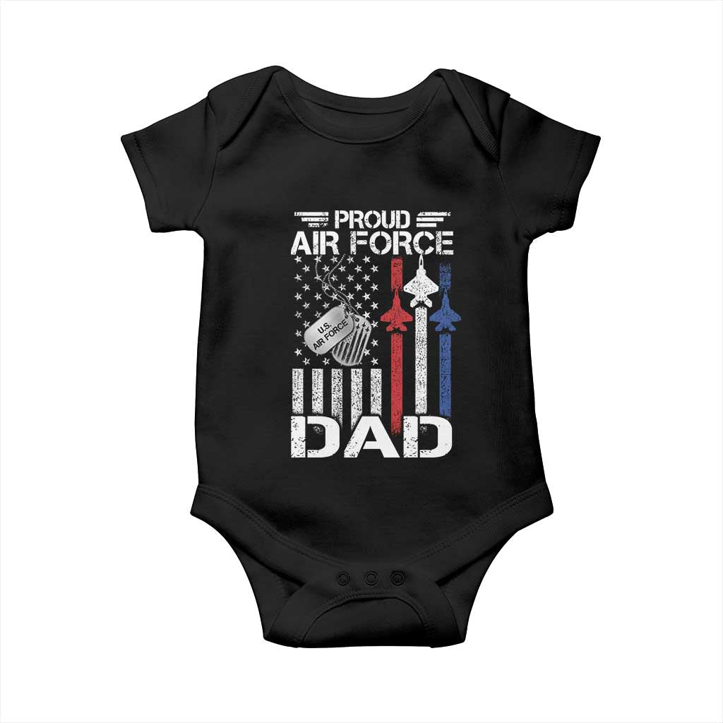 Proud Air Force Dad Baby Onesie Military Army Father Vintage American Flag